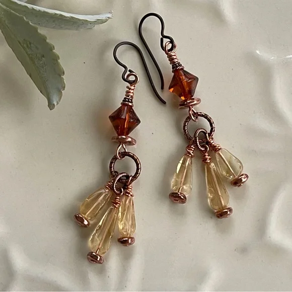 ARTISAN Earrings - “Sweet Honey” Dangles - Picture 2 of 9